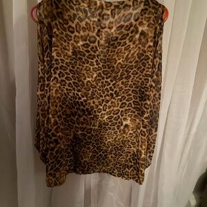 Jennifer Lopez Brown Leopard Print Blouse
